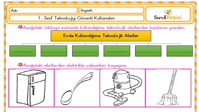 1. sınıf hayat bilgisi etkinlikleri teknolojiyi güvenli kullanalım