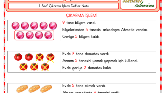 1. sınıf çıkarma işlemi
