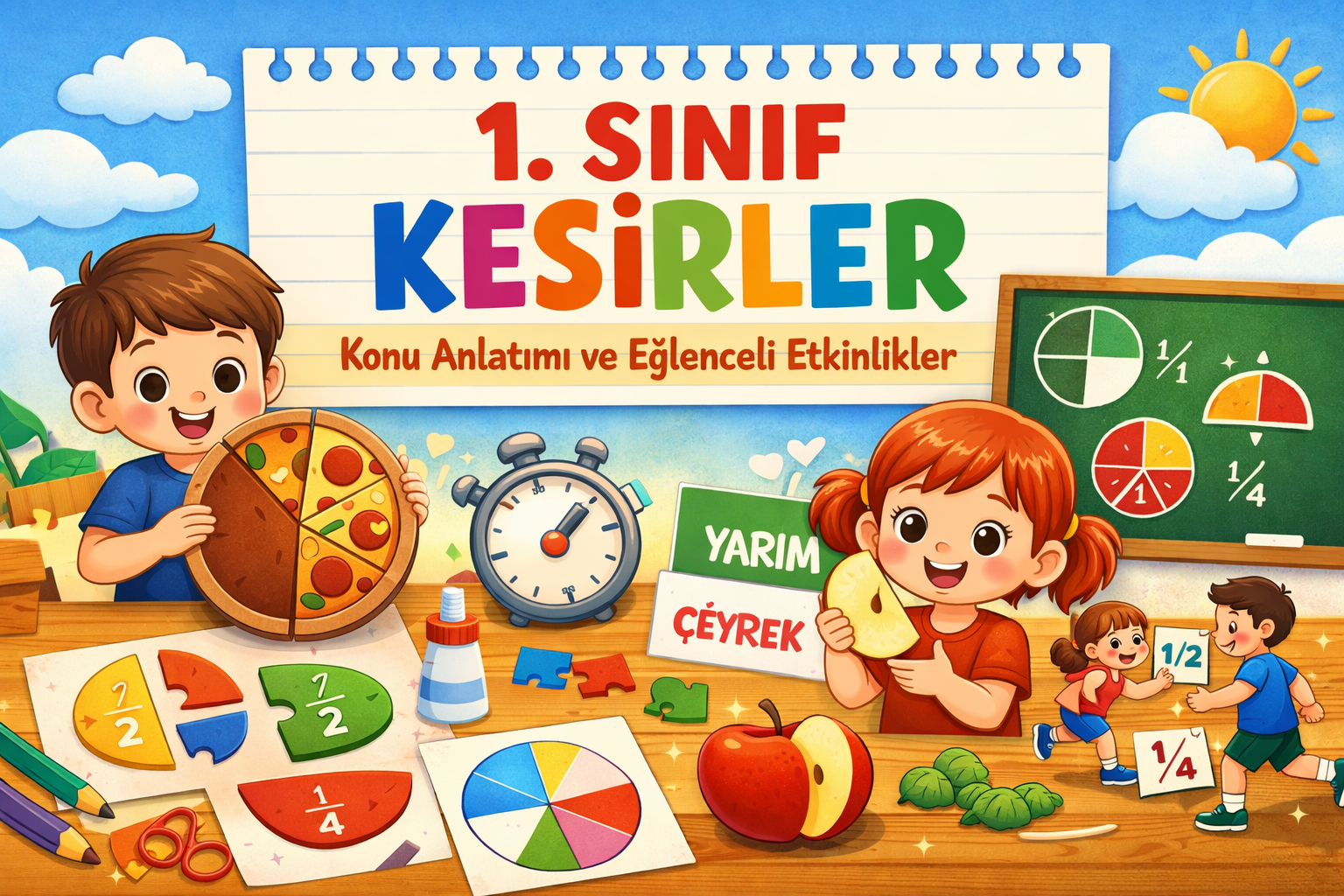 1. sınıf kesirler defter notu